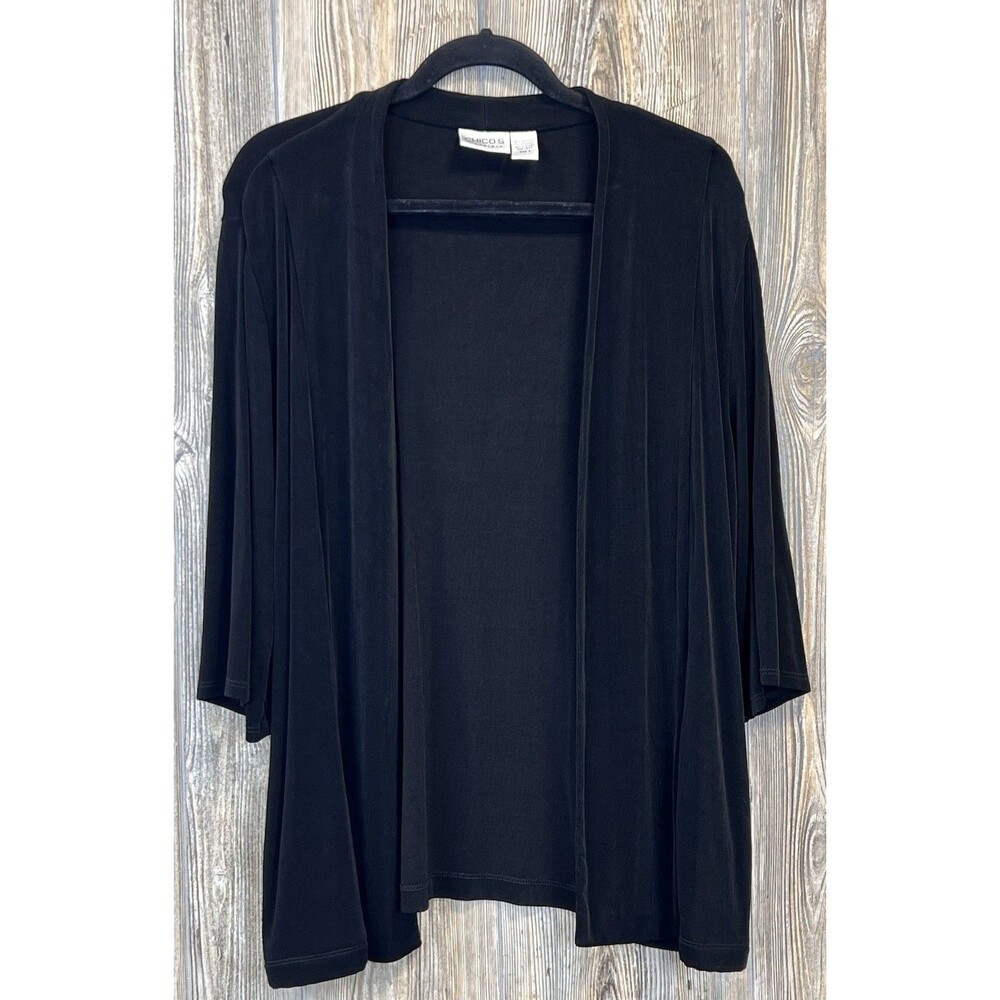 CHICO'S TRAVELERS Cardigan 3/4 Sleeve Open Front Liquid Knit 3 (XL) Pockets